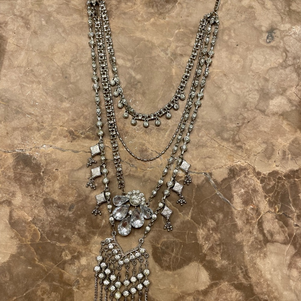 ASOS 4 layer drop rhinestone drop necklace